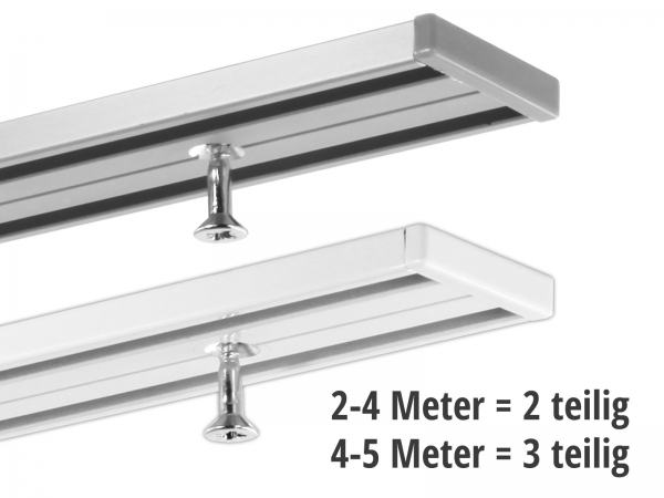 Gardinenschiene 2-läufig ab 2 Meter (2 und 3 teilig)