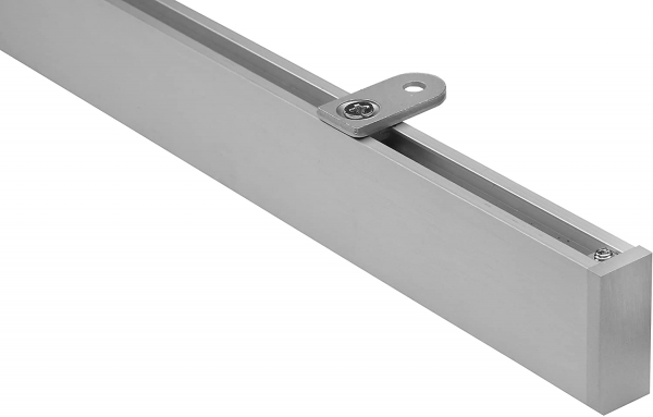 Eckige Vorhangschiene 60-200cm mit Innenlauf für Deckenmontage modern in Silber inkl. Zubehör