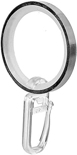 Flachring mit Gleiteinlage, Gardinenringe mit Faltenlegehaken Edelstahl-Optik
