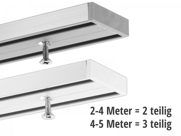 Vorhang- und Objektschiene 2-läufig weiss und silber 2 &amp; 3-teilig