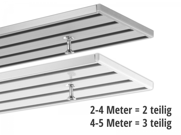 Gardinenschiene 4-läufig ab 2 Meter (2 und 3 teilig)