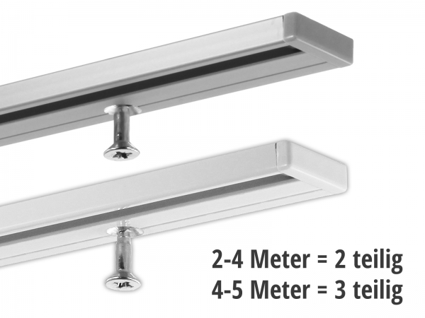 Gardinenschiene 1-läufig ab 2 Meter (2 und 3 teilig)